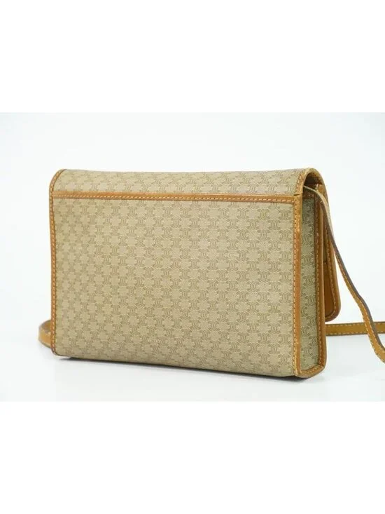 Celine Macadam 2-Way Shoulder Bag Clutch Pochette Beige - Picture 2 of 9